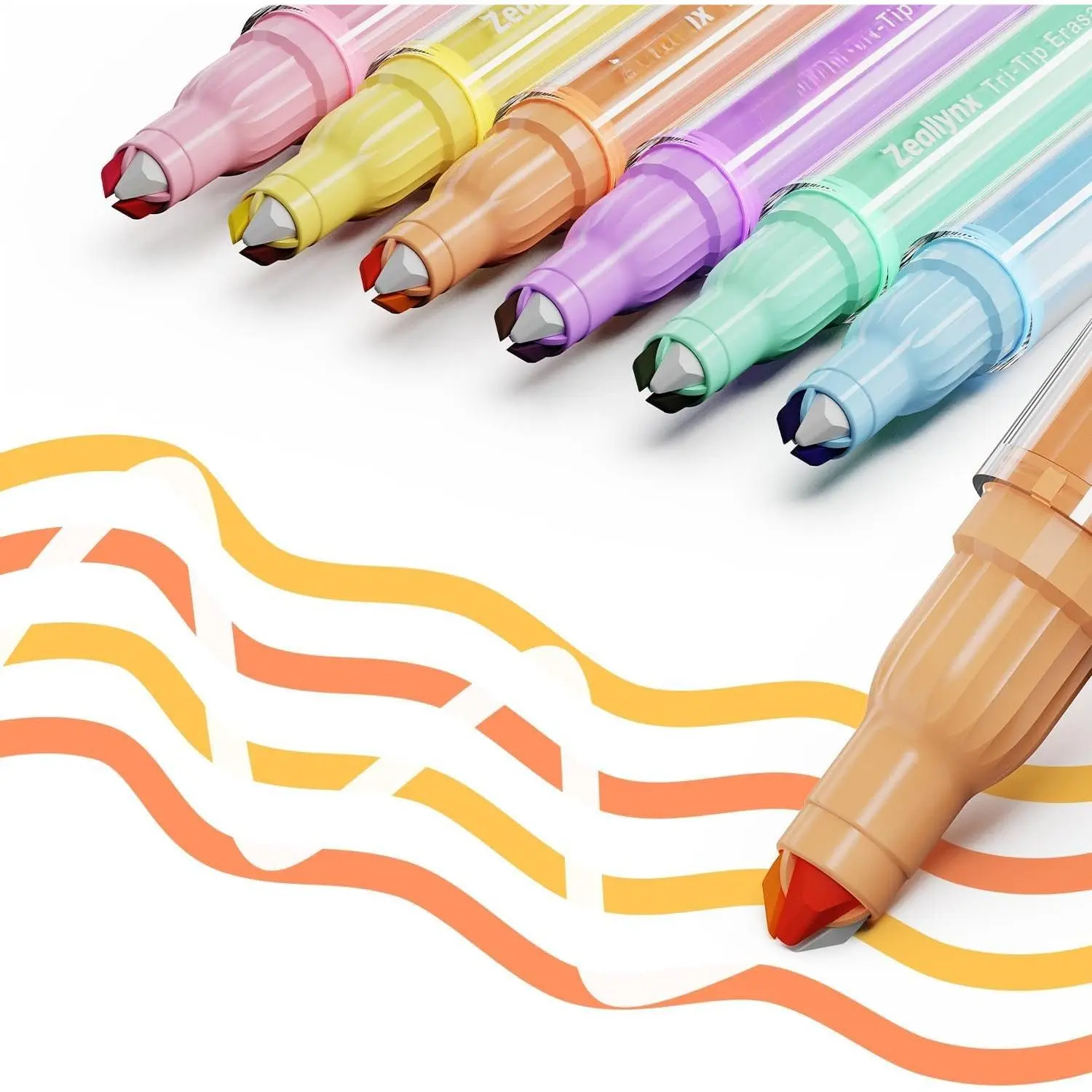 3-in-1 Color-Changing Highlighter Markers - 6 Ink-Based Pens with 2 Color Tips & 1 Erase-Tip, Quick-Dry No-Bleed for Highlight/Edit, Creative Journaling, Planning (Creative Tools for Office Stationery)
