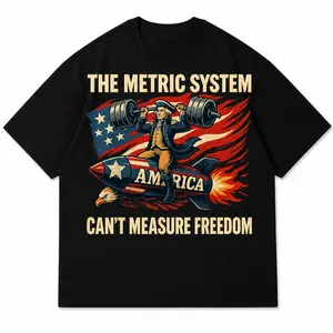 Women's Men The Metric System Can't Measure Freedom Funny 4th of July T-Shirt Summer PureCotton Short Sleeved Streetwear Gifts Unisex