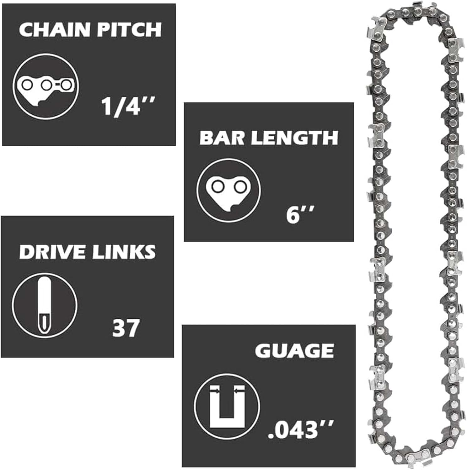 6 Inch  Chain, 5 count Replacement Chains for All 6-inch Cordless Electric Portable Mini Chainsaws, Durable Carbon 6Inch  Chains for Pruning Shears and