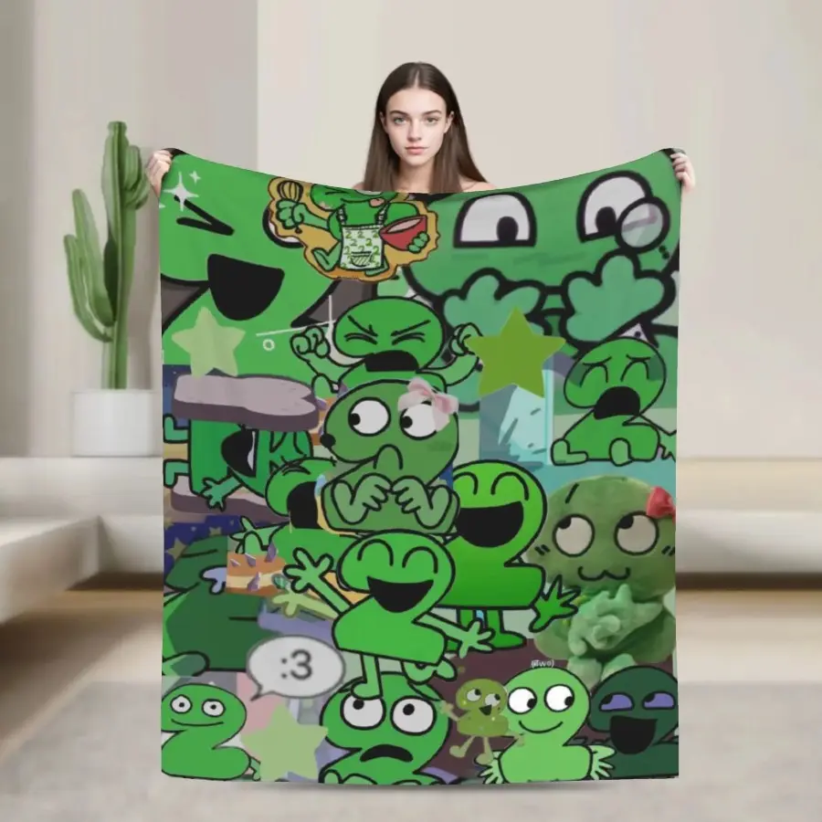 BFDI Battle for Dream Island Flannel Throw Blanket, Soft Plush Blanket for Bed Sofa Couch, Cartoon Fan Room Decor Gift
