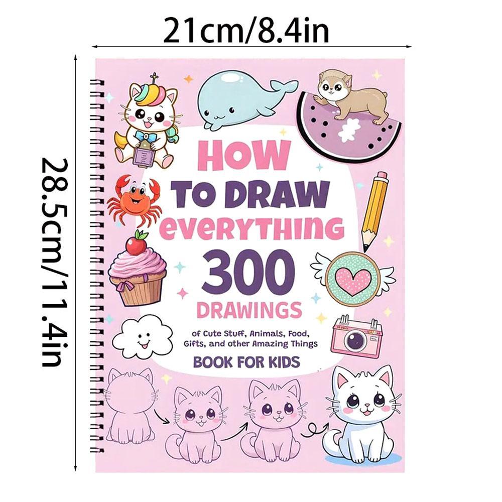 How to Draw 300 Cute Animal Food & Creative Patterns, Doodle Books, DIY Drawing, Stress Relief, Coloring, Improve Imagination, Adult Student Gift Coloring Book #GLOBAL PICKS
