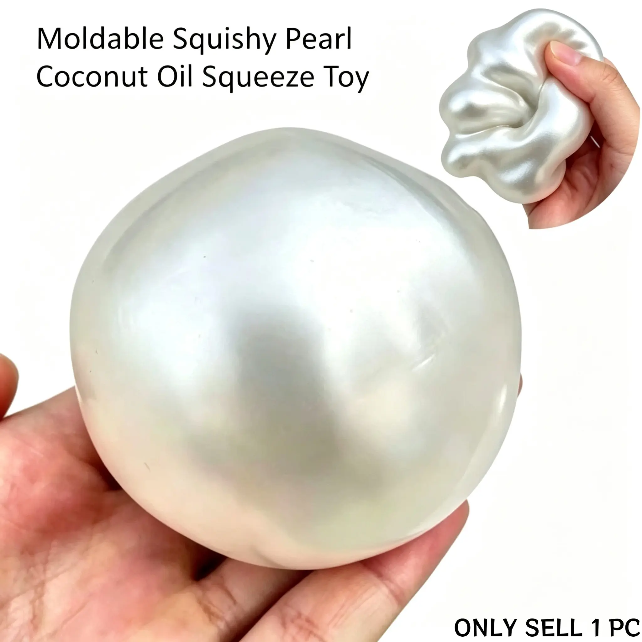 Coconut Oil Squishy, Gel-Filled Relax Ball with Beads, Office Desk Stress Relief, Study Focus Enhancer, Portable Squishy for Commuting