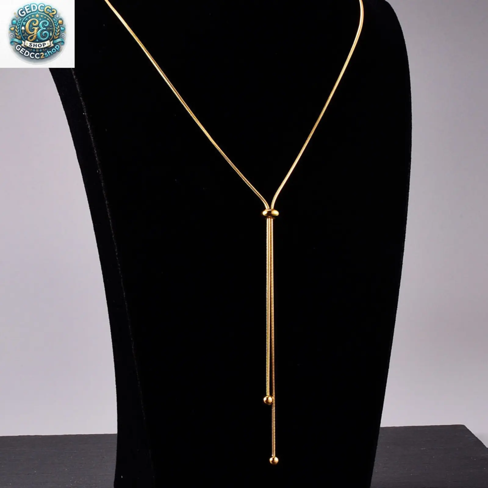 Women's Pull-Through Lariat Slip-On Neck Necklace - Long Titanium Steel Snake Long Chain, Minimalist 18K Gold Tone Gold Plated Necklaces, Sports & Outdoor Camping Hiking Hammock Accessory