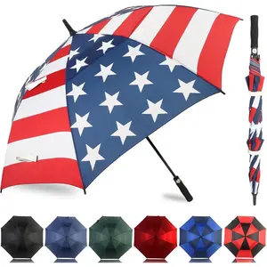 Automatic Open Golf Umbrella 54/62/68/72 Inch, Extra Large Windproof Vented Double Canopy Stick Umbrella, 210T Pongee Waterproof SPF 50+, Fiberglass Ribs Steel Shaft, EVA Grip for Golf & Commute