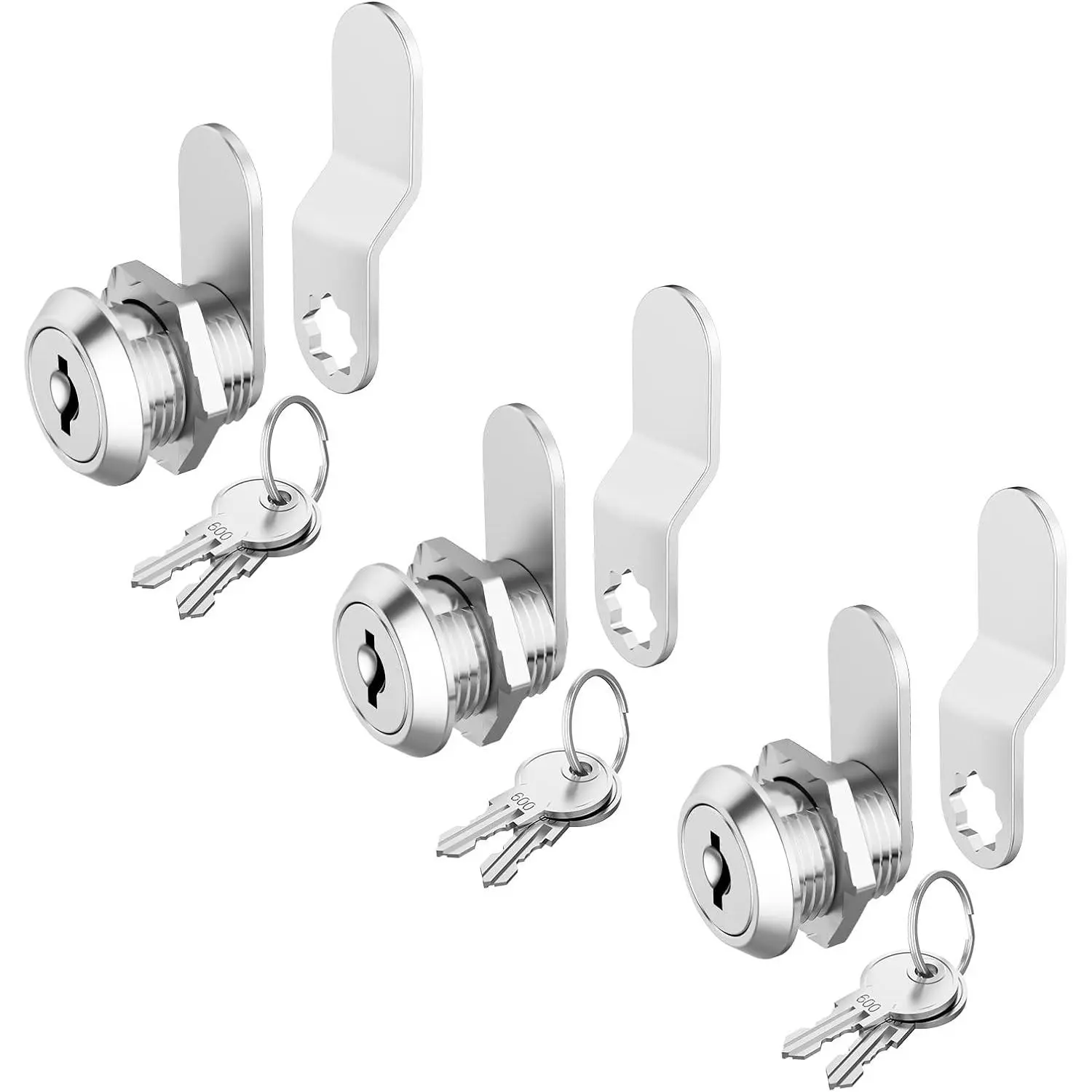3 Pack Cabinet Locks with Keys, 5/8" Cam Lock Keyed Alike, Secure Drawer File Mailbox Lock Replacement for RV Storage, Zinc Alloy