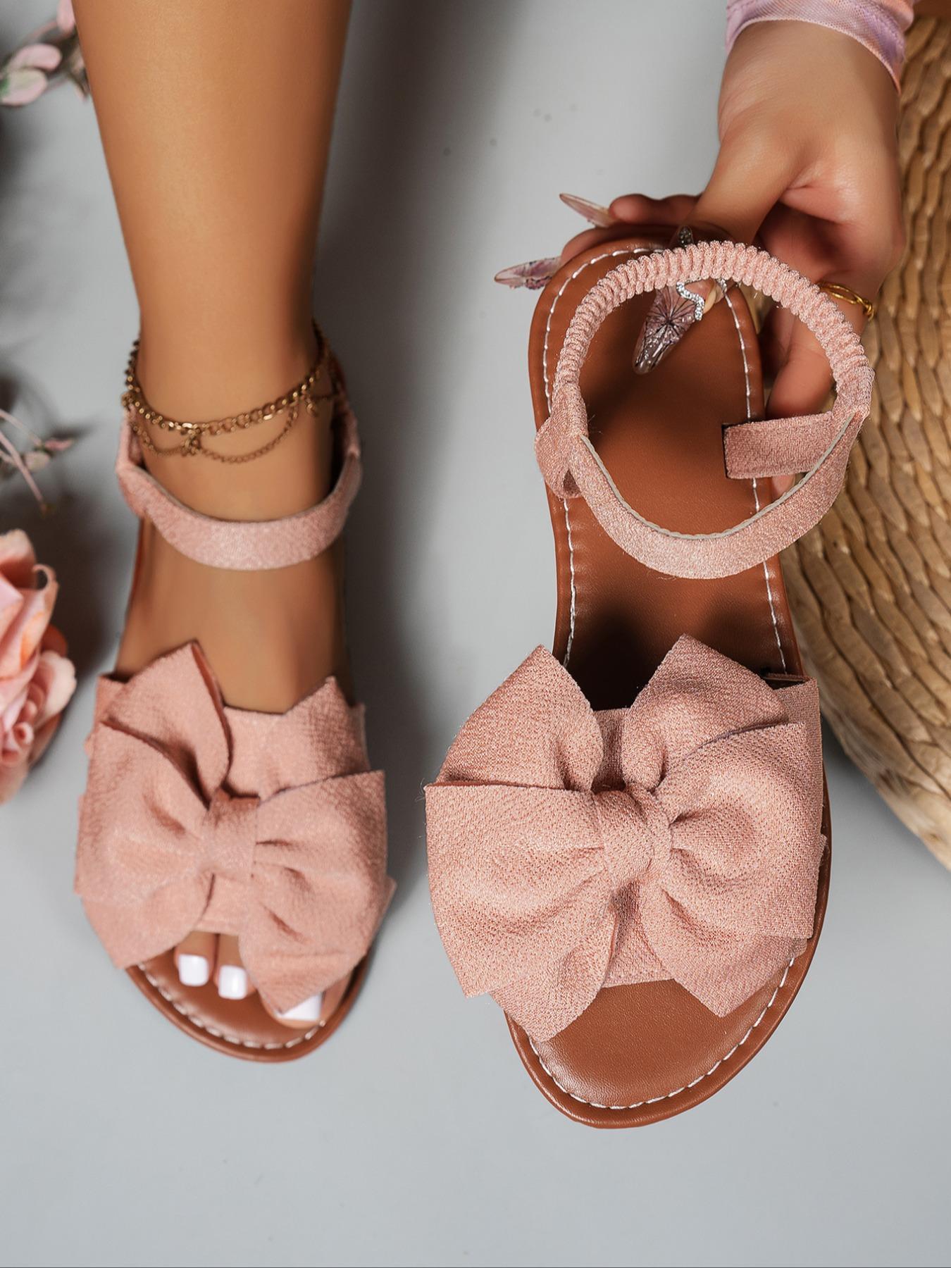 Women's Cute Bowknot Design Flat Sandals, Casual Versatile Flat Sandals for Summer Beach Vacation, Fashionable All-match Sandals for Daily Life Footwear