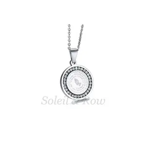 Stainless Steel Rhinestone Prayer English Scripture Pendant