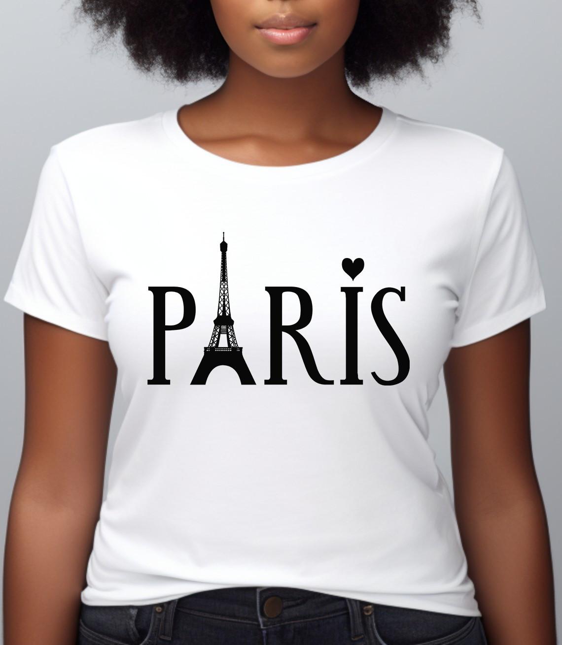 Paris Pattern Print Women's Casual Short Sleeve T-Shirt 1 piece 100% heavy cotton Comfortable round neck, soft and cute T-shirt top