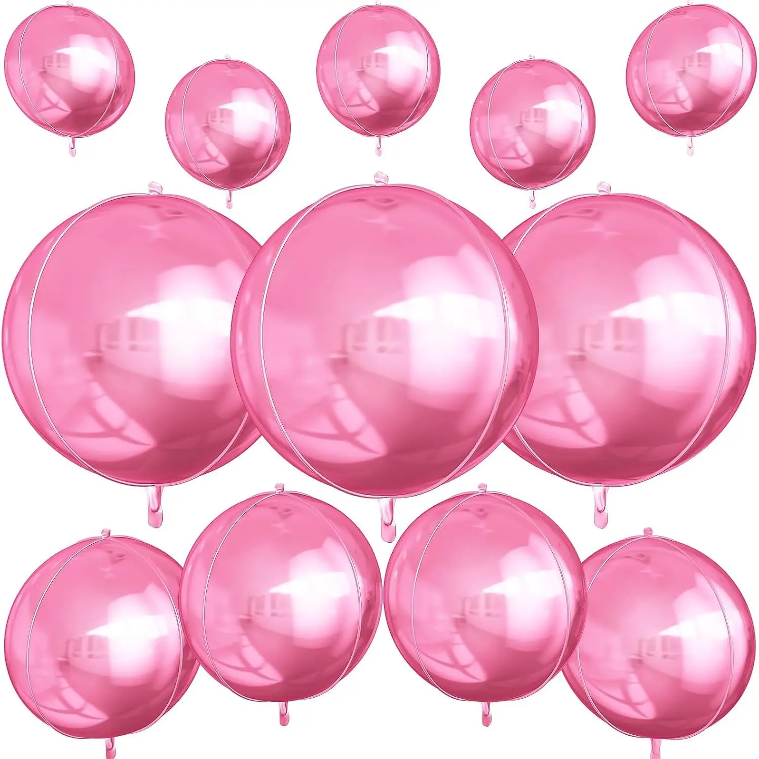 12pcs Iridescent Round Foil Balloons, 22" 12" 10" 4D Ball Balloon, Holographic Balloons for Birthday Wedding Party Decoration