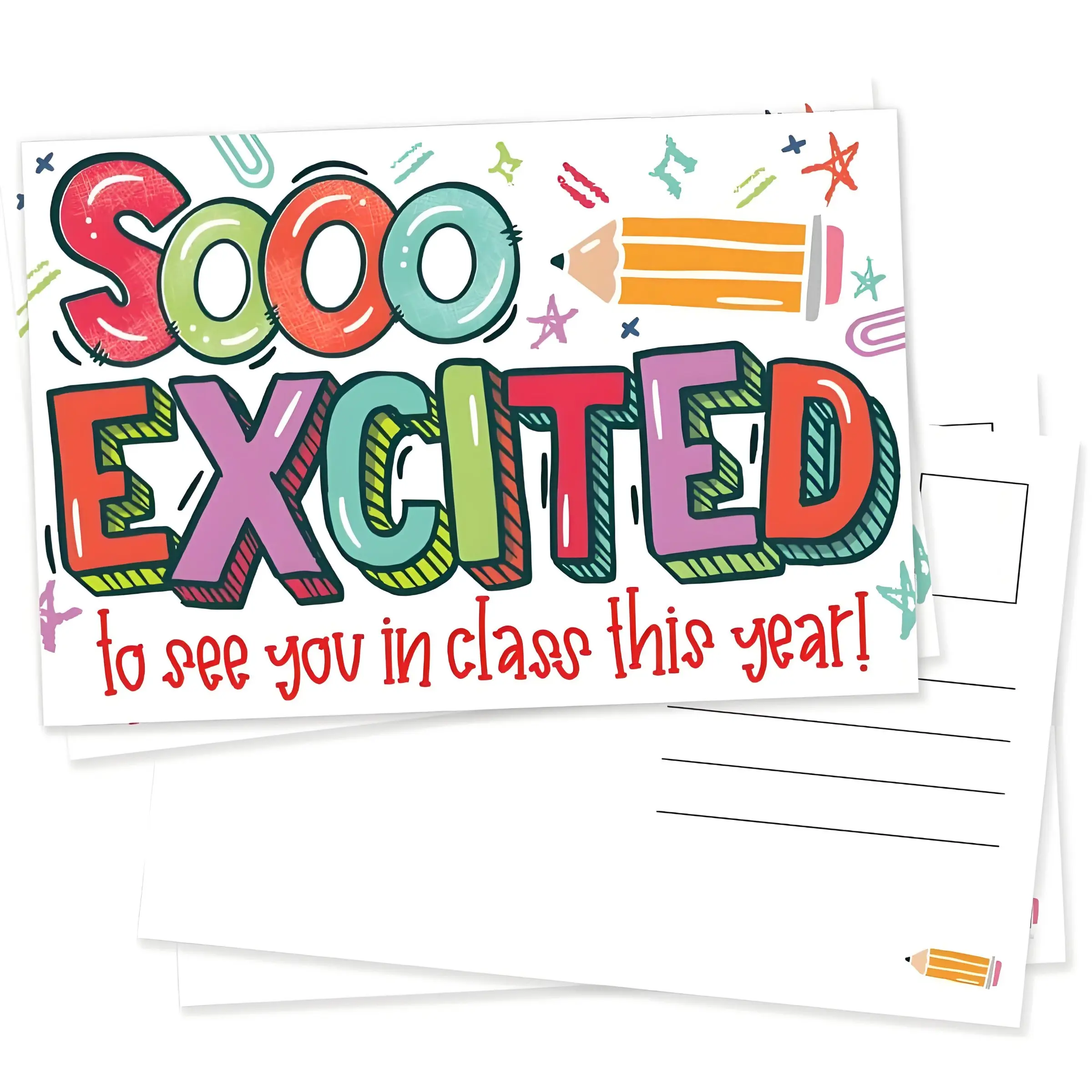 Teacher Welcome Postcards for Students, Back to School Postcards, Welcome to My Class Cards, Model Tk001, Educational Postcards