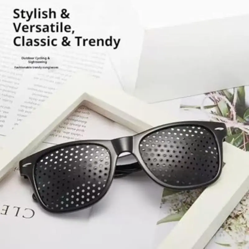 Vision Correction Pinhole Glasses, Anti-Fatigue Pinhole Glasses, Durable PC Lenses, Lightweight, Ideal for Daily Use, Computer, Reading, Travel