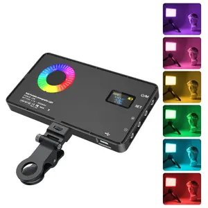 Metallic LED Selfie Light, Portable RGB Video Light, Camera Fill Light, Rechargeable Dimmable Clip-On Panel Lamp for iPhone and Smartphones, Cellphone Selfie Accessory #GLOBAL PICKS