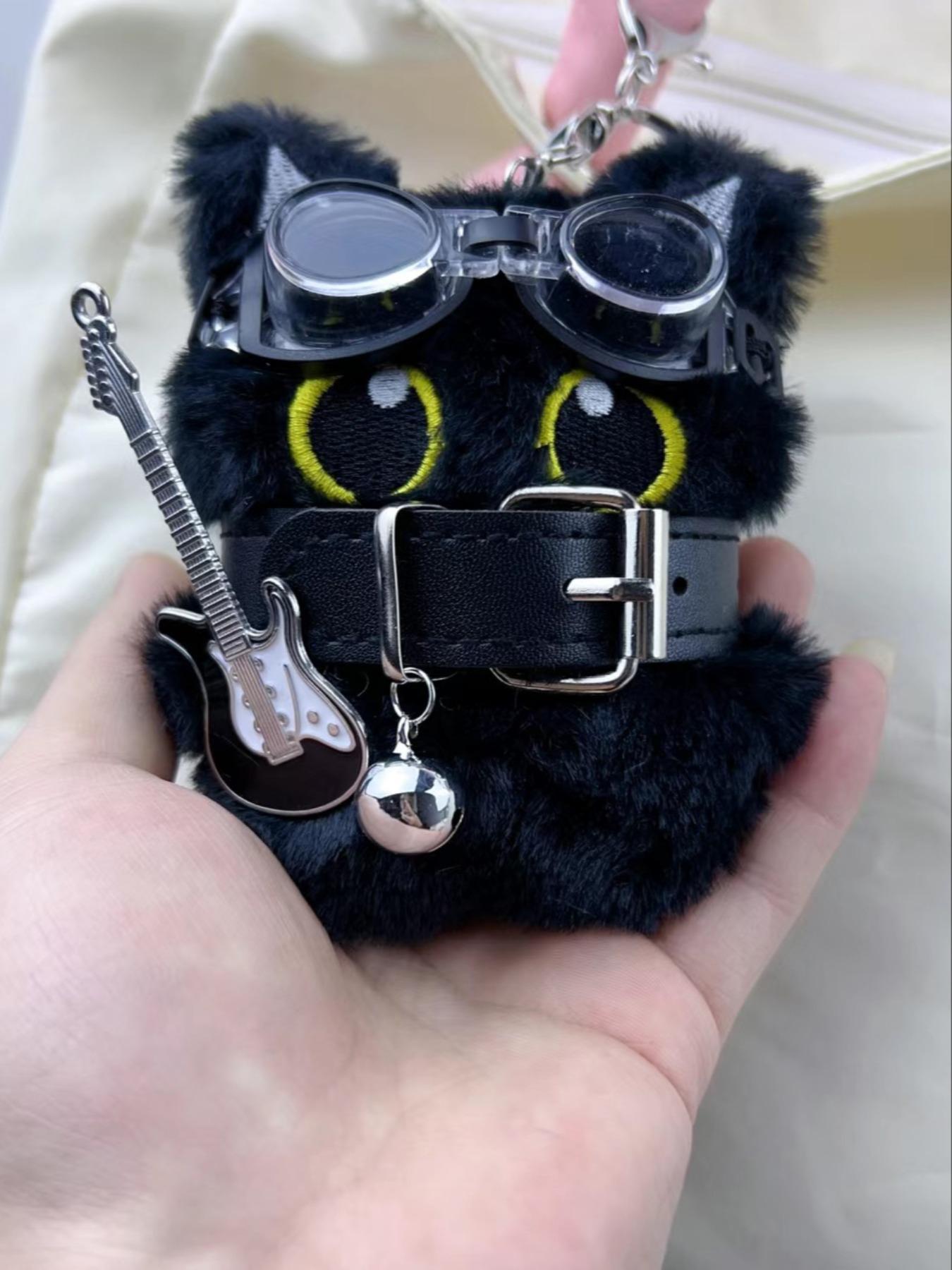 Cute Cat Design Keychain, Punk Style Plush Pendant Keychain for Women & Men, Fashion Accessories for Daily Use, Trendy All-match & Exquisite Keychain for Birthday Gift, Fuzzy Keychain, Stylish Keychain