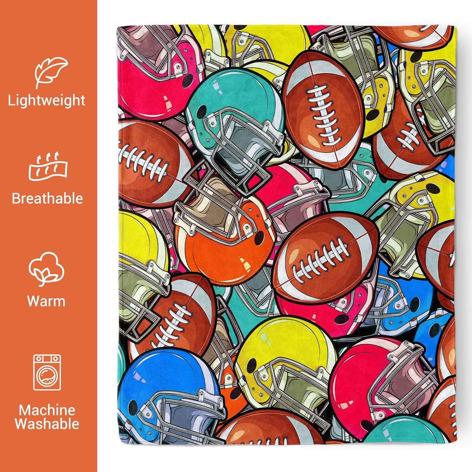 Football Stuff Gifts for Teen Boys Girls, Soft Blanket for Kids Room Decor, Christmas Birthday Gifts for Football Lovers, Cozy Throw Blanket for Couch Bed Sofa 60" X 50"