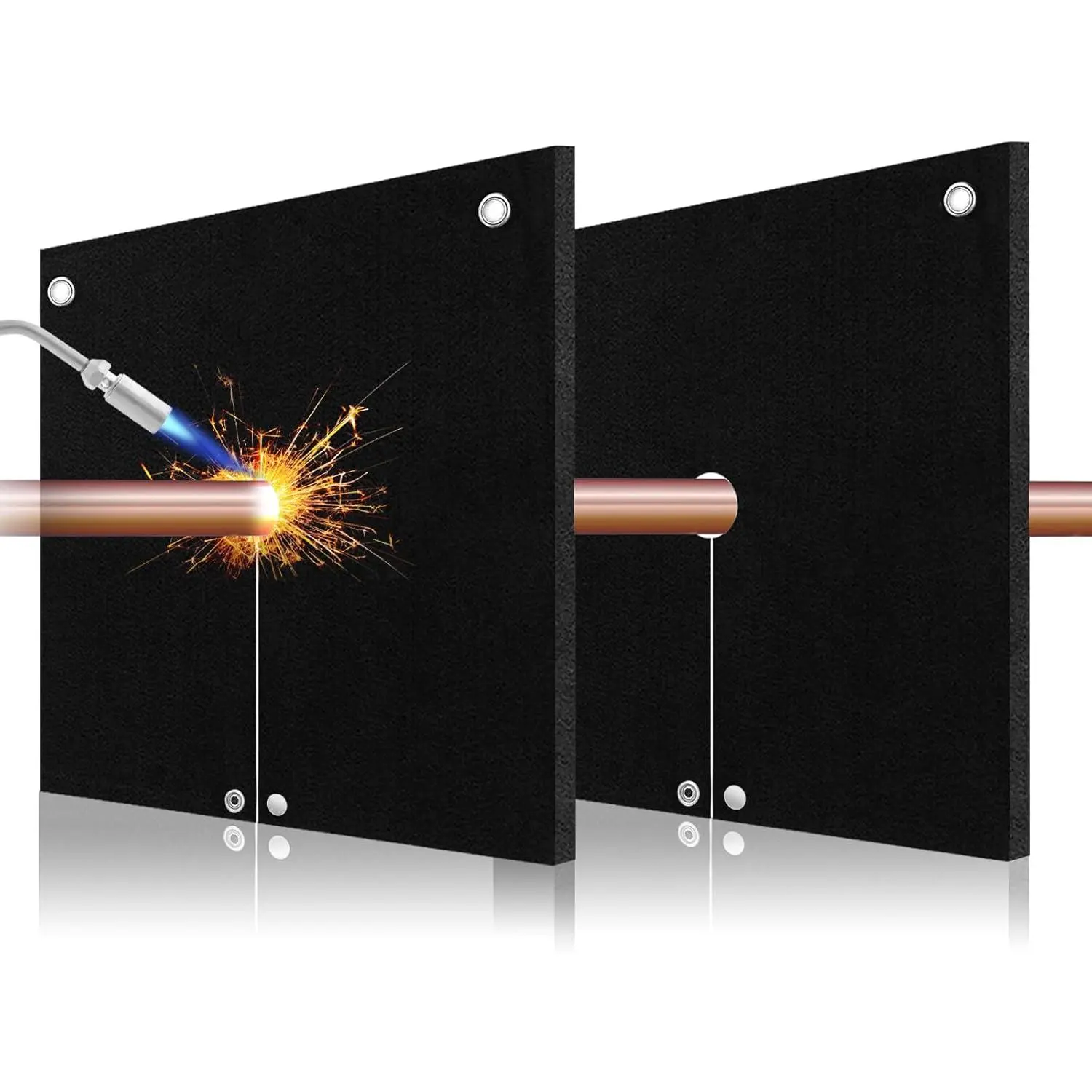 Fireproof Welding Blanket HVAC Tools 1/5in(5mm) Opening Soldering Blanket 2 Packs Brazing Heat Shield for Torch Flame Protector Welding Pad for Plumbing Solder HVAC Torch Protector