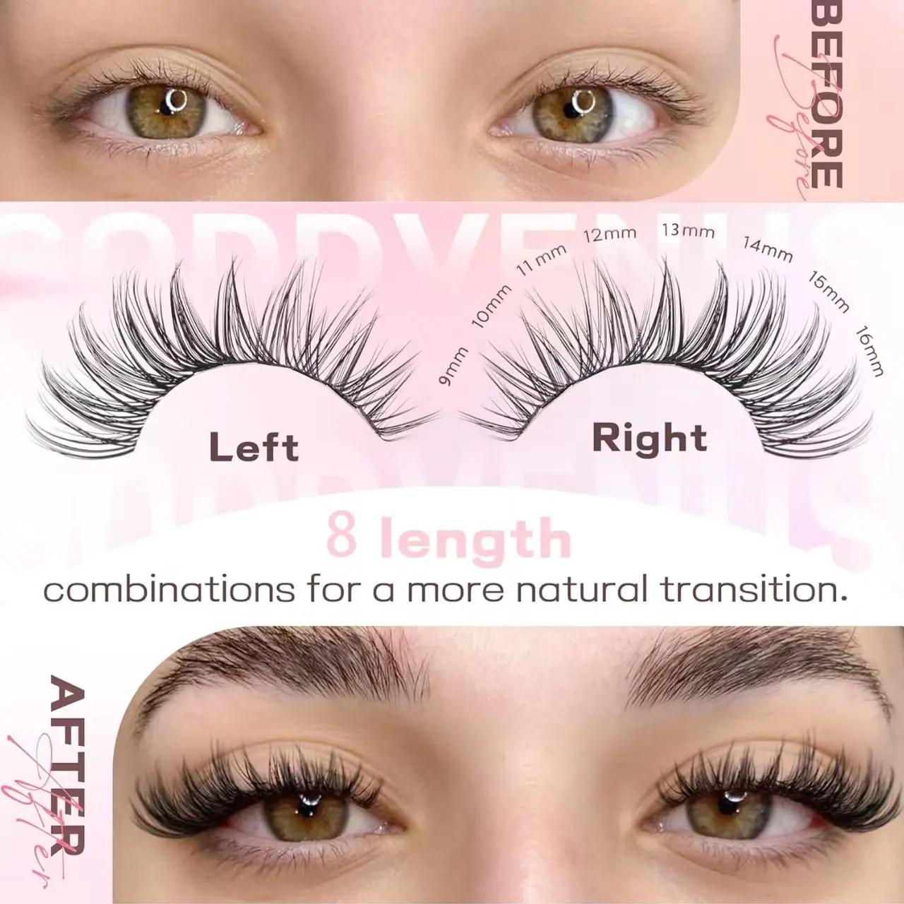 SOSIAY CICI 3-Pack DIY Lash Extension Kit, 320PCS 40D D Curl Lash Clusters 9-16mm, All-in-One Lash Set with Bond Seal Remover Tweezers