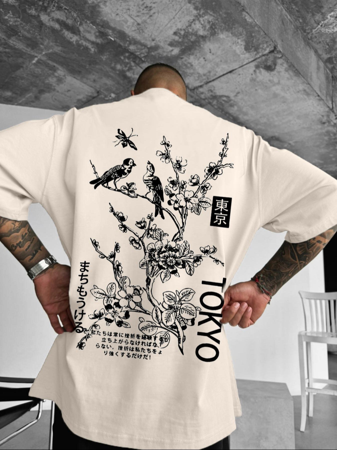 Men's Graphic Print Round Neck Tee, Regular Fit Street Fashion Casual Short Sleeve T-shirt for Daily Wear, Men's Top for All Seasons