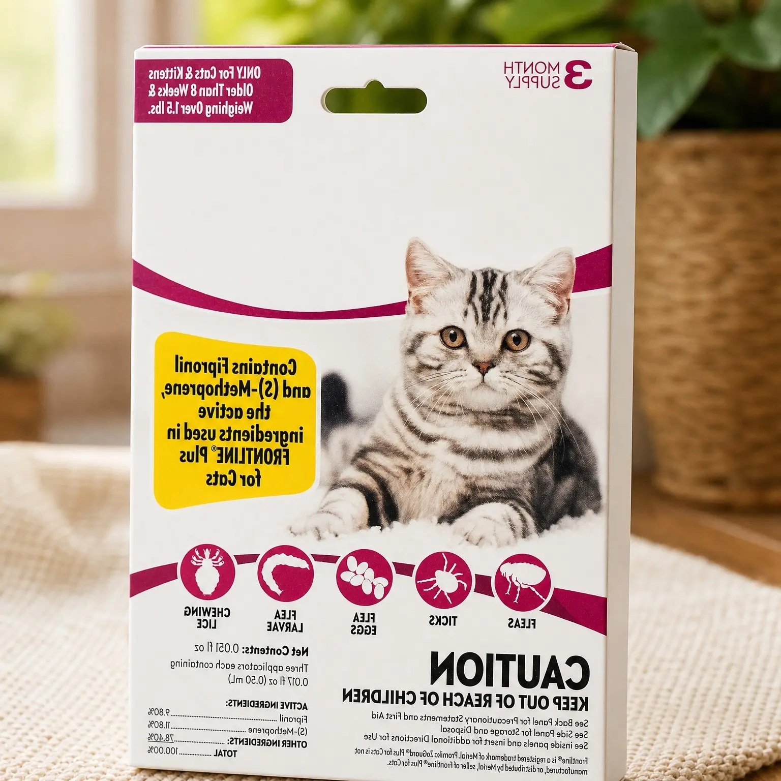 Flea and Tick Prevention for Small Cats Over 1.5 lbs – 3 DosesGift