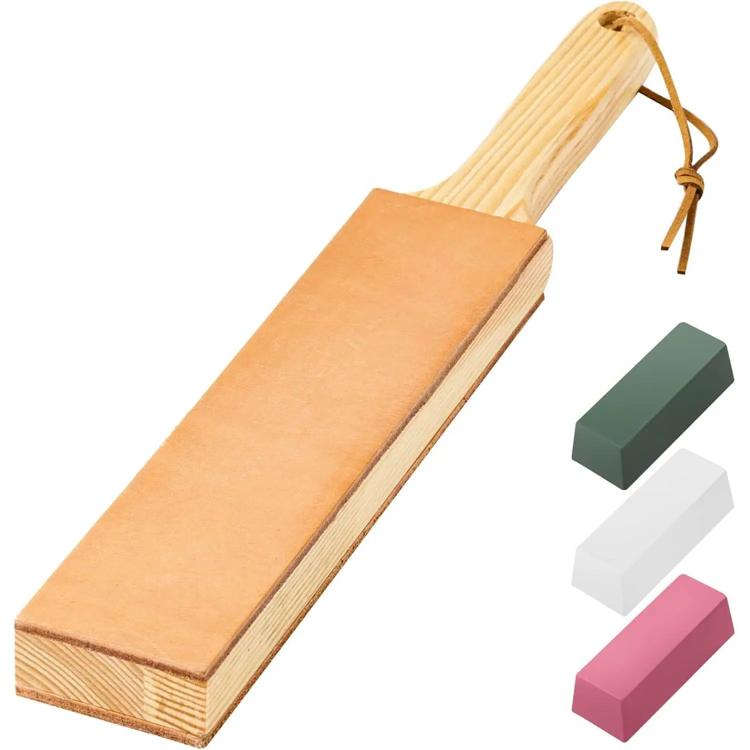 Double Side Leather Strop for Knife Sharpening, 14 Inch