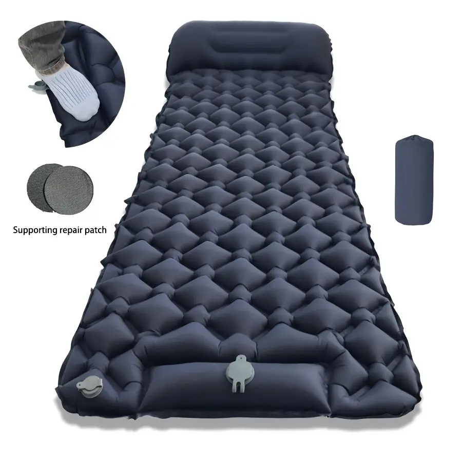 Single Person Outdoor Inflatable Sleeping Pad, Quick Charge, Camping, Hiking, Picnic, Lightweight, Portable, Foldable, Moisture-Proof, Summer Gear