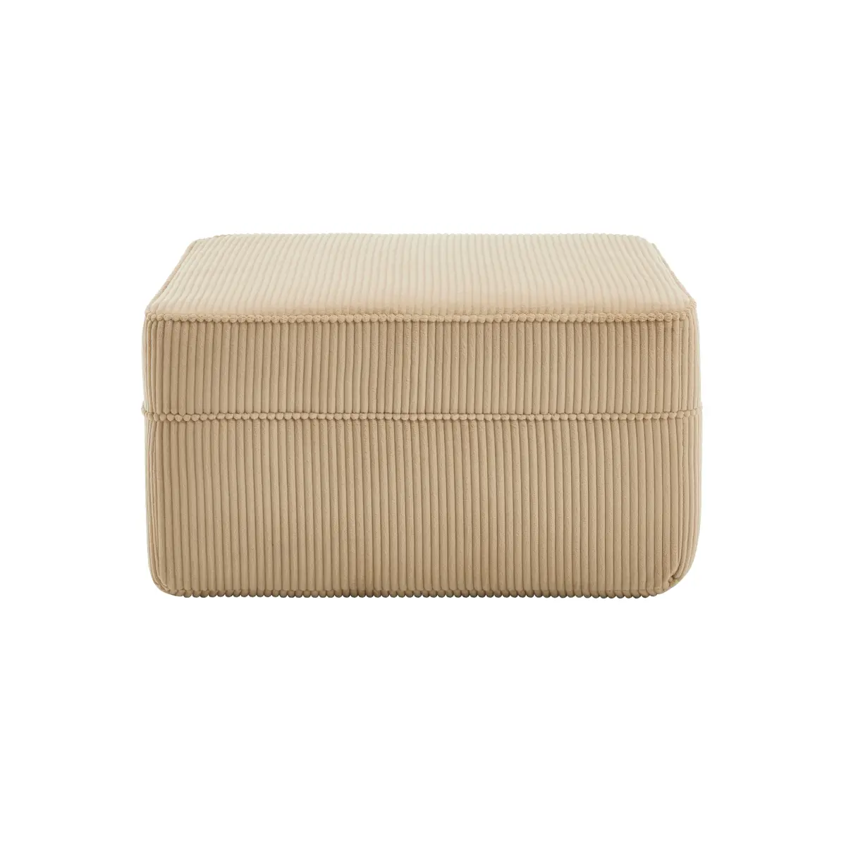 Camel Square Corduroy Furniture Ottoman - Ribbed Texture, High Elastic Memory Foam Filled, Non-Slip Base, No Assembly, Pet-Friendly Multifunctional Stool for Living Room, Ottoman Pouf