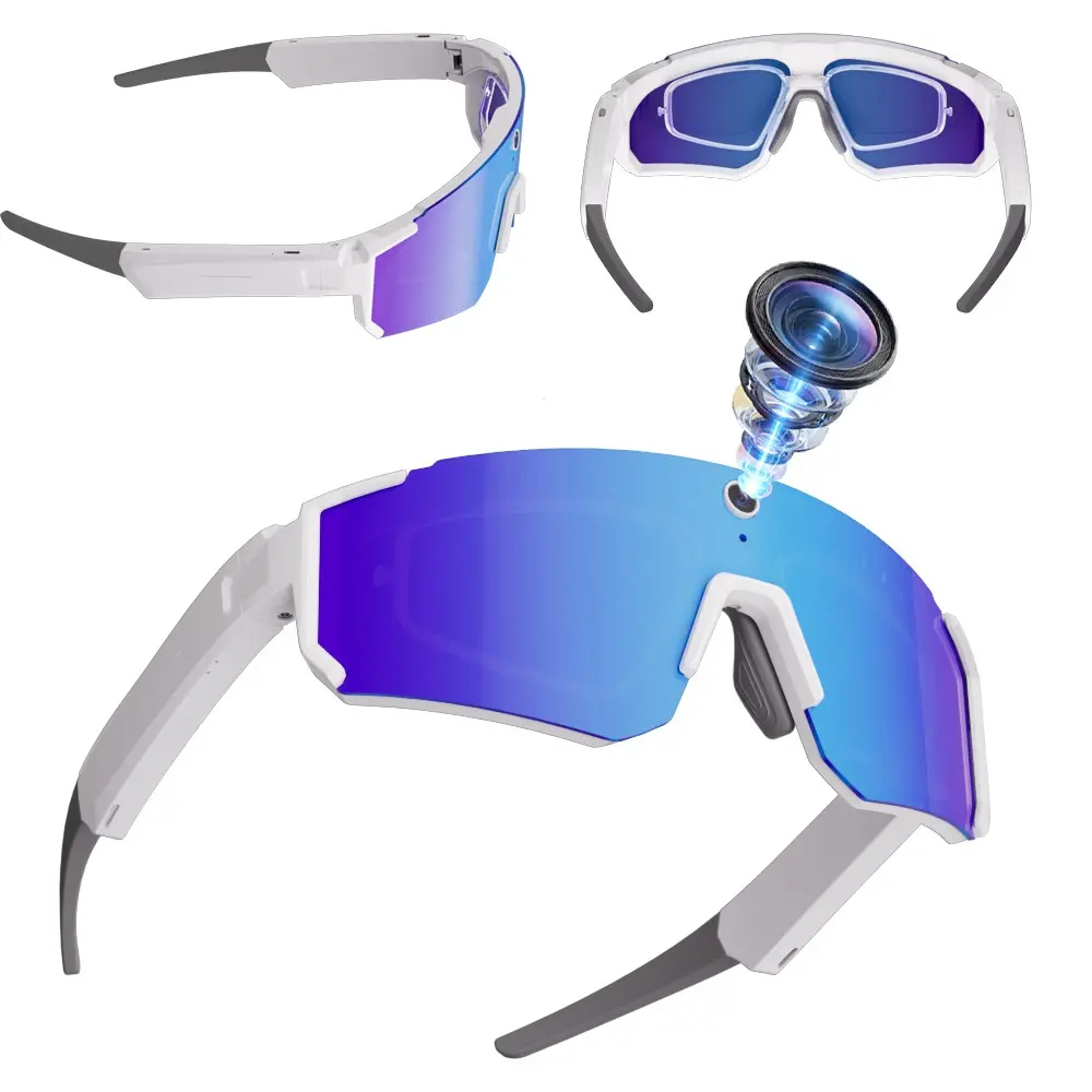 Sport AI Smart Glasses with Camera,8MP Camera,Hands Free Video Recording,4GB Memory Build-in ,Build-in Myopia Inner Frame,Bluetooth Call ,Music Playback ,AI Translation, 260Mah Battery, IP64 Waterproof