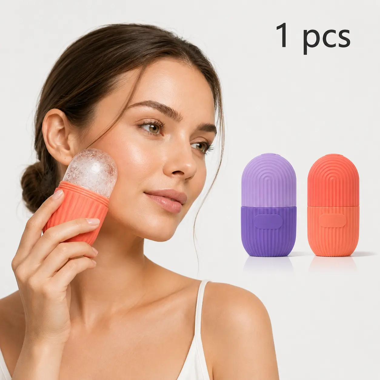 Reusable Ice Facial Roller Mold for Skin Cooling, DIY Frozen Beauty Massage Tool, Silicone Ice Cube Maker for Face & Neck Care, Depuffing Skincare Routine