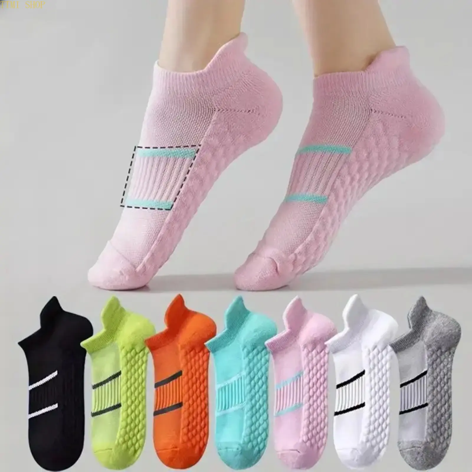 7Pairs Women Solid Color Ankle Socks, Soft Breathable Reinforced Heel Non-Slip Short Sports Socks, Elastic Comfort Footwear for Gym Running Outdoor Daily Wear