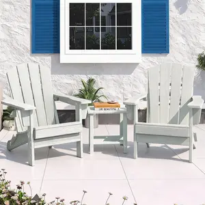 Set of 2 Classic Adirondack Chairs  All-Weather HDPE Plastic Patio Chairs, Collapsible HDPE Adirondack Patio Chair – All-Weather, Water-Resistant, with Cup Holder, Wood Grain Texture, Easy Assembly, Perfect for Garden, Lawn, Deck, Fire Pit