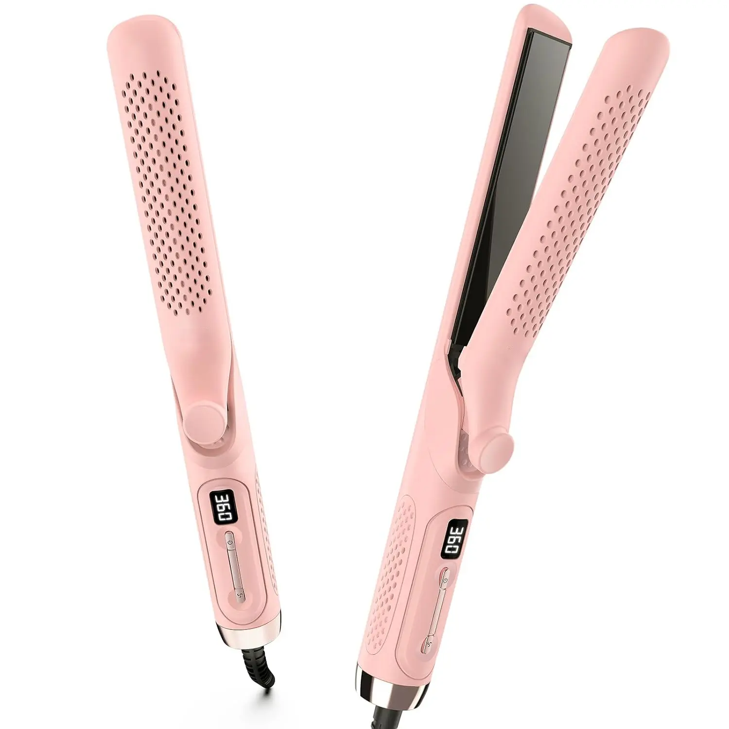 360 °     Airflow Styler – 1 Inch 2-in-1 Hair Straightener & Curler with Vented Cool Air  Style Locking, Extra Long Flat Iron, Dual Voltage  European Travel