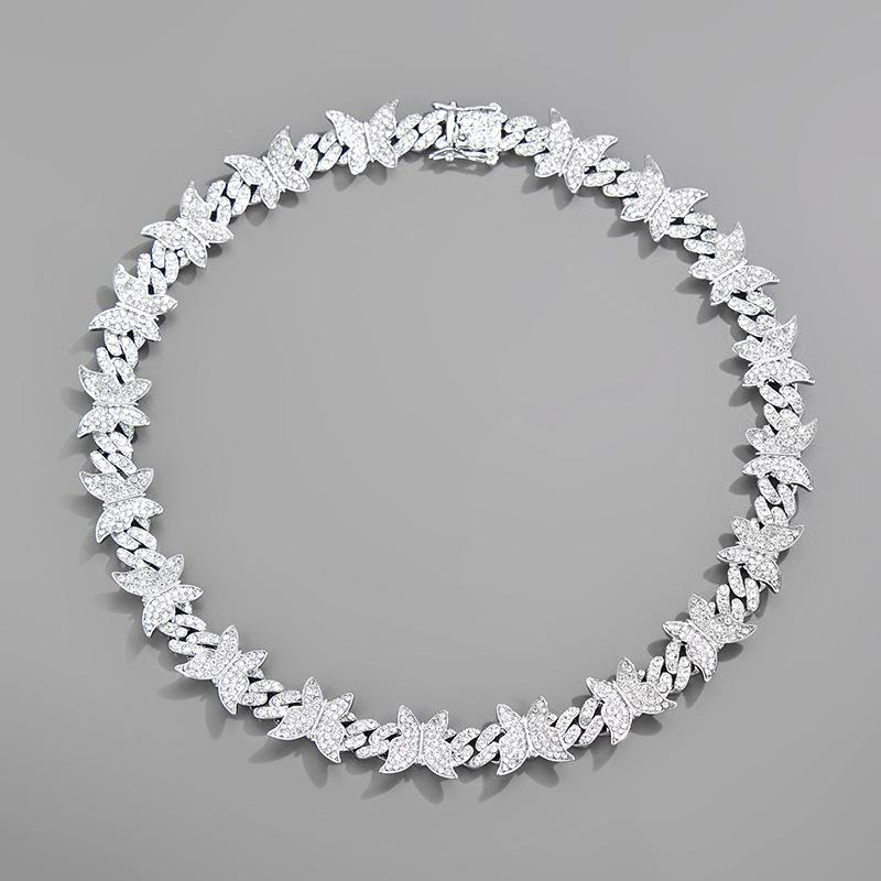 Butterfly Diamond Cuban Chain Fashionable Luxury Necklace Sweater