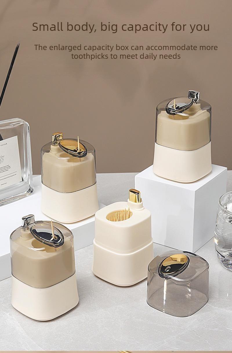 2PCS New type of push-button automatic toothpick holder, high-value cartoon toothpick bottle for home use, living room toothpick container