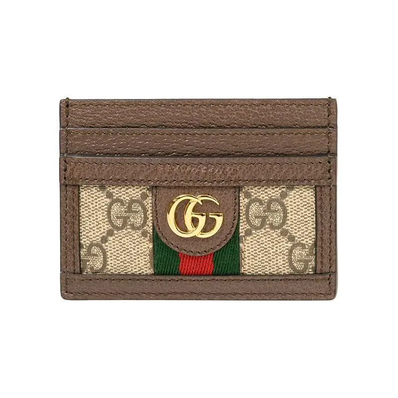 Gucci Ophidia Logo-Striped Canvas and Leather Cardholder for Men and Women – Ebony and Brown