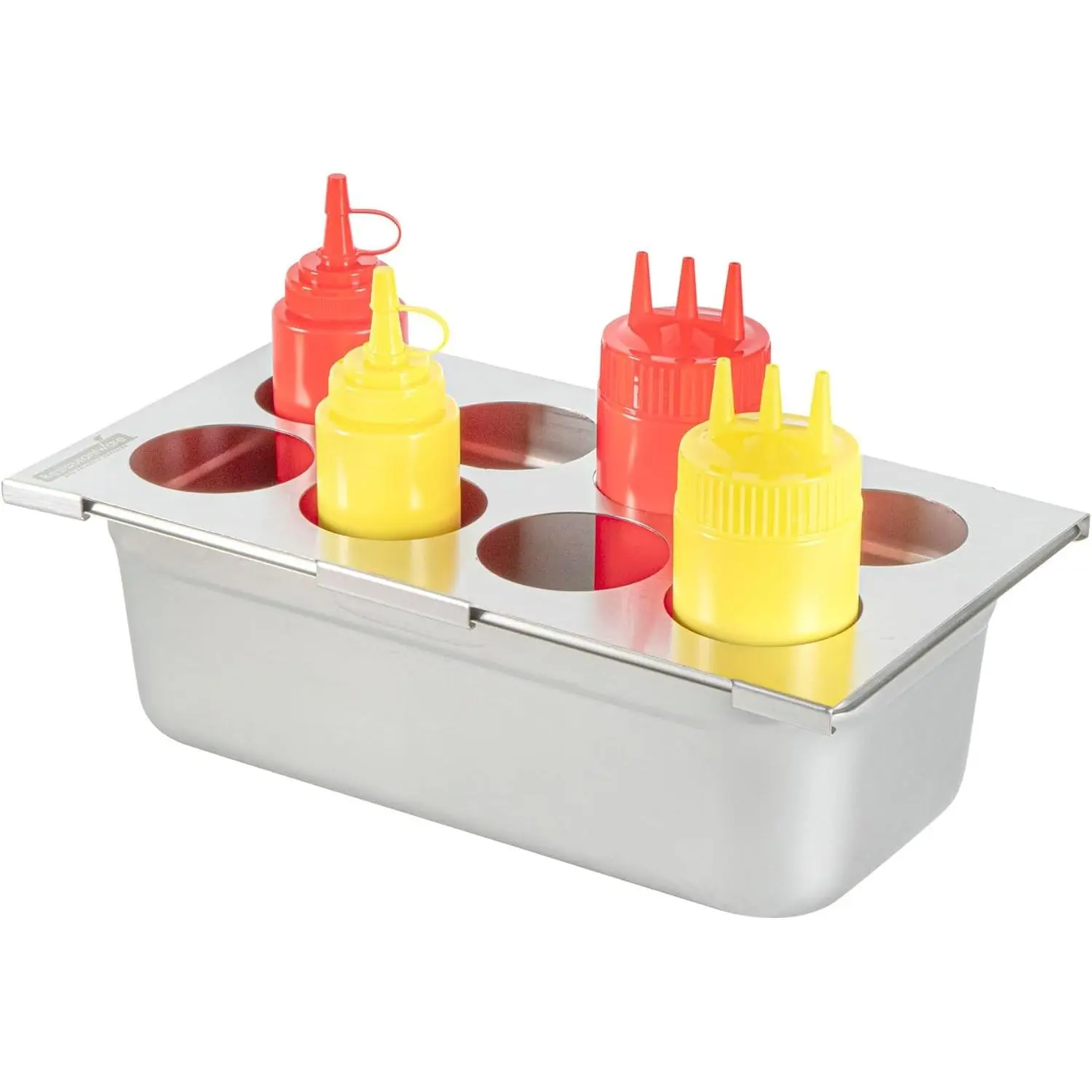Squeeze Bottle Organizer - 1 Count - 12.795 x 7.087 x 0.394 Inches Stainless Steel Condiment Holder - Pan-Compatible Bottle Holder - Silver