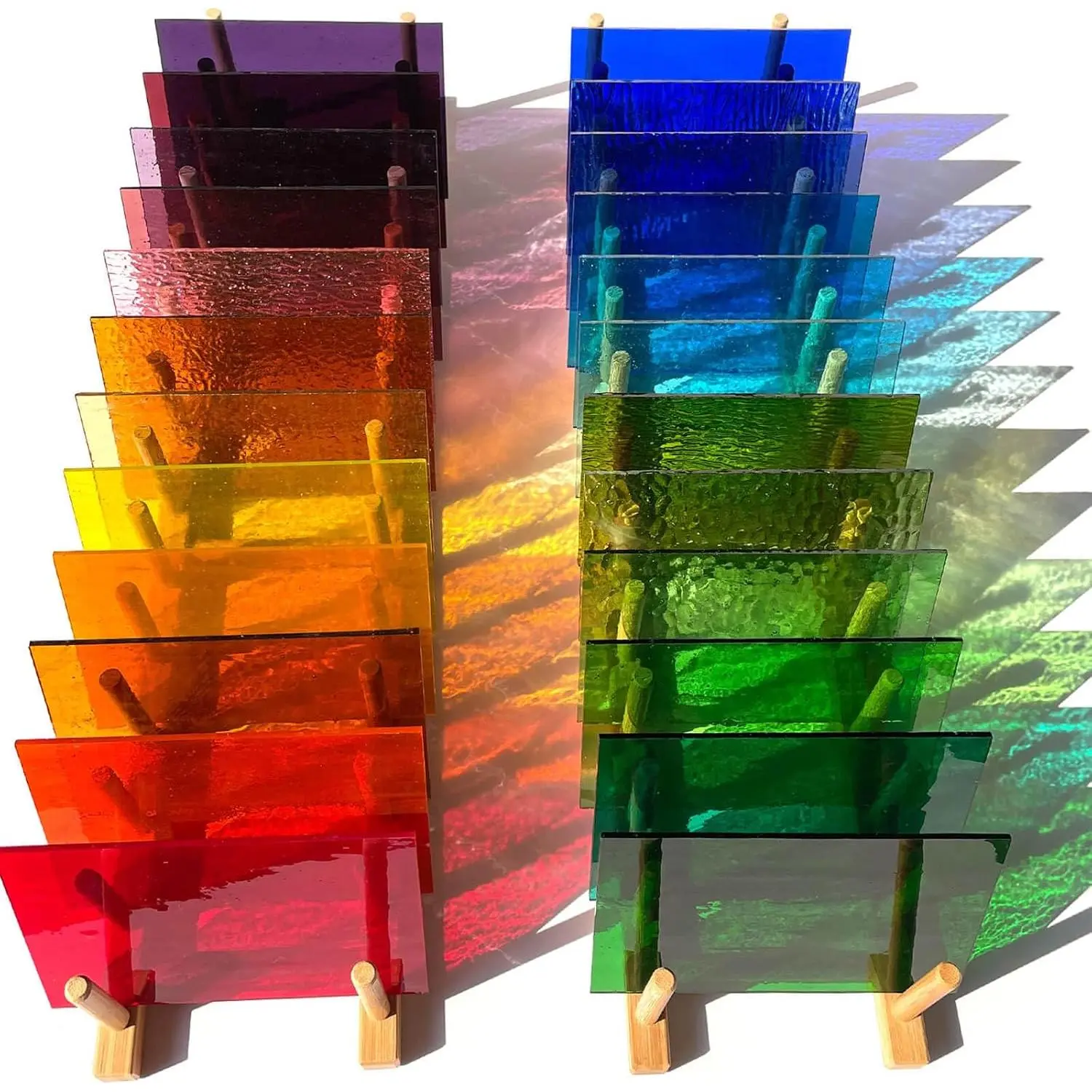 24 Sheets Transparent Cathedral Stained Glass Variety Pack – 4 x 6 Inch  Rainbow Art Glass for Suncatchers, Mosaics & DIY Crafts