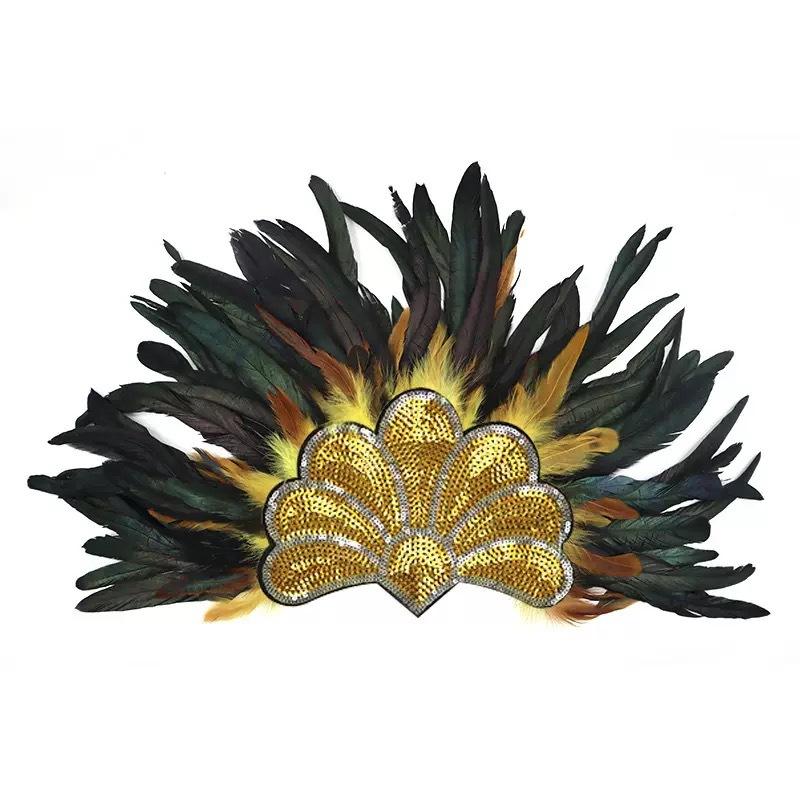 New Feather Headdress Indian Headdress Carnival Adult Show Performance Decoration Black