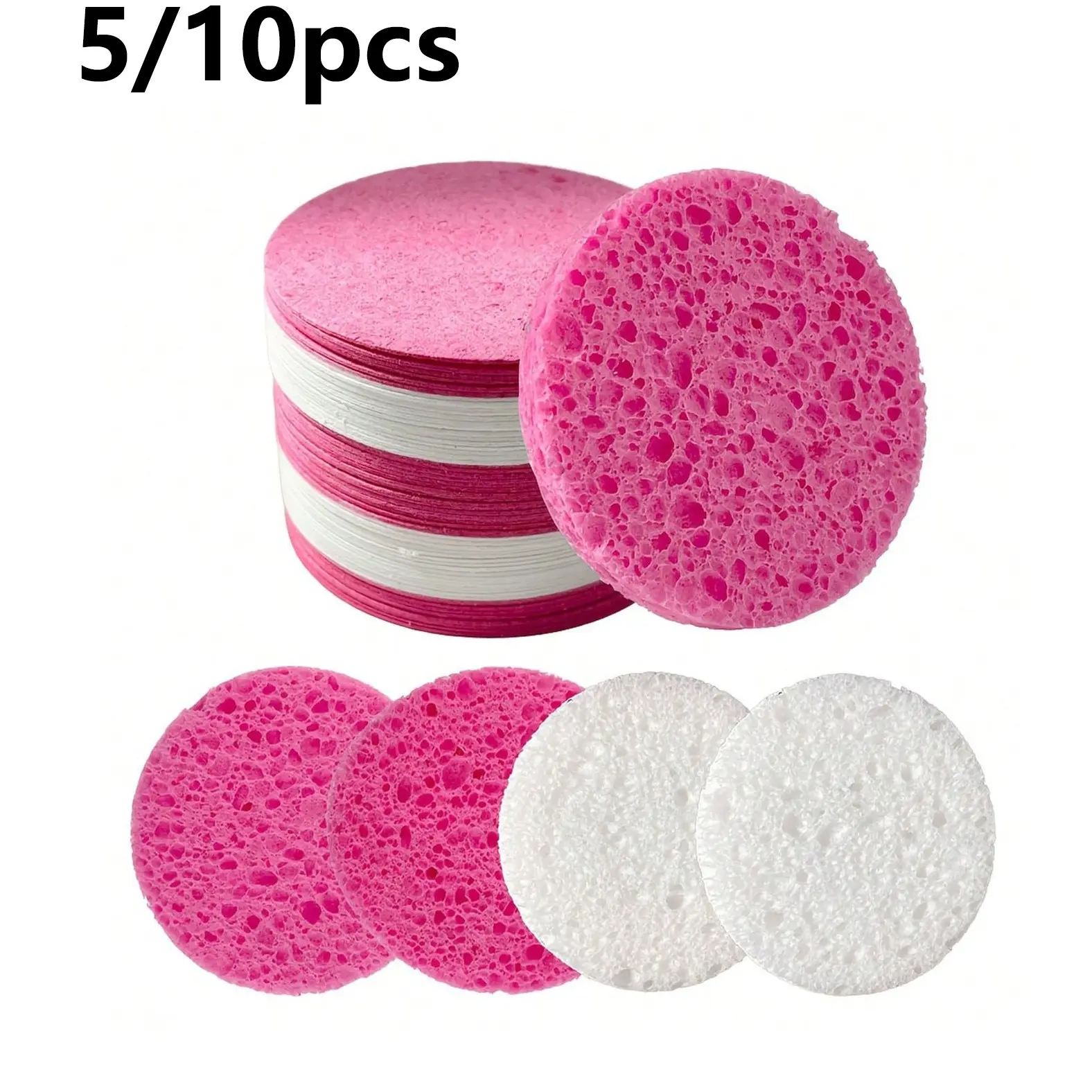 5/10 Compressed Facial Cleaning Sponges, Ultra Soft Exfoliating Sponge for Face Cleansing, Massage, Mask, Makeup Removal, Unisex, Fragrance-Free