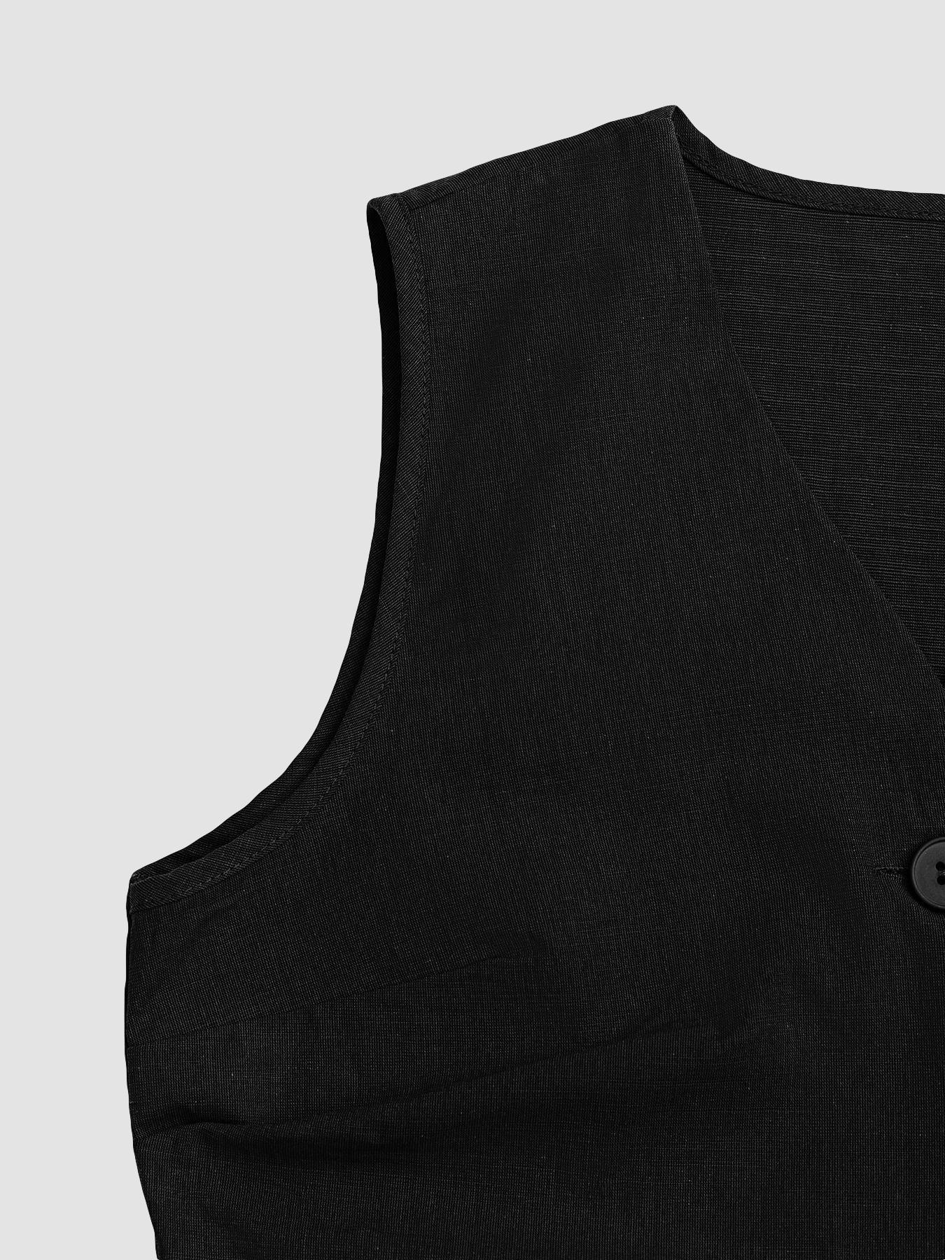 Classic Suit Set, Two Piece Set Solid Color Vest & Wide Leg Pants Elegant Fitted Fashion Casual Work Office Business Suits for Summer Fall Y2K, On The Go, Beach Ready, Relaxed Fit, Chic, Slim, Coastal Style