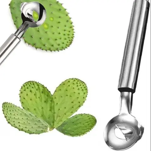 Spoon Cactus Peeler, Stainless Steel Blade Cactus Peeler Tool, Noodle Cutter Knife with Hanging Hole and Long Handle, Vegetable, Fruit, Food Veggie Cutter, Vegetable Fruit Utensils, Kitchen Gadget Accessory