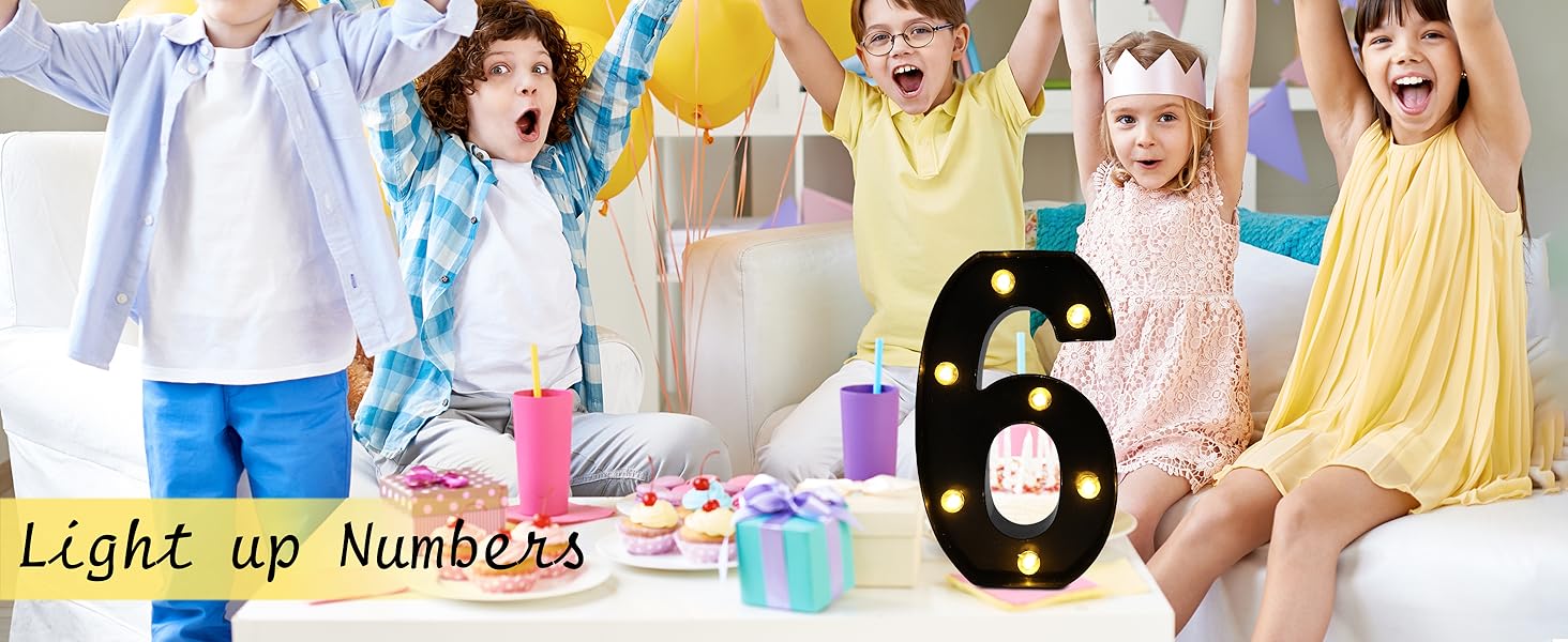 LED Marquee Numbers with Marquee Look, 2026 Battery-Powered Lighted Decor, 2 Black Small Light Up Pieces for Birthday, Home & Party Supplies