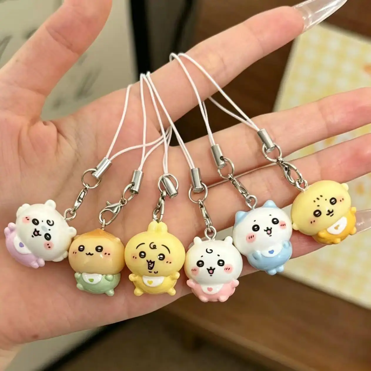 Kawaii Tiny Resin Pendant Cute Baby Outfit Usagi Hachiware Phone Lanyard Mini Keychain Small Bag Charm for Girls Student Gift