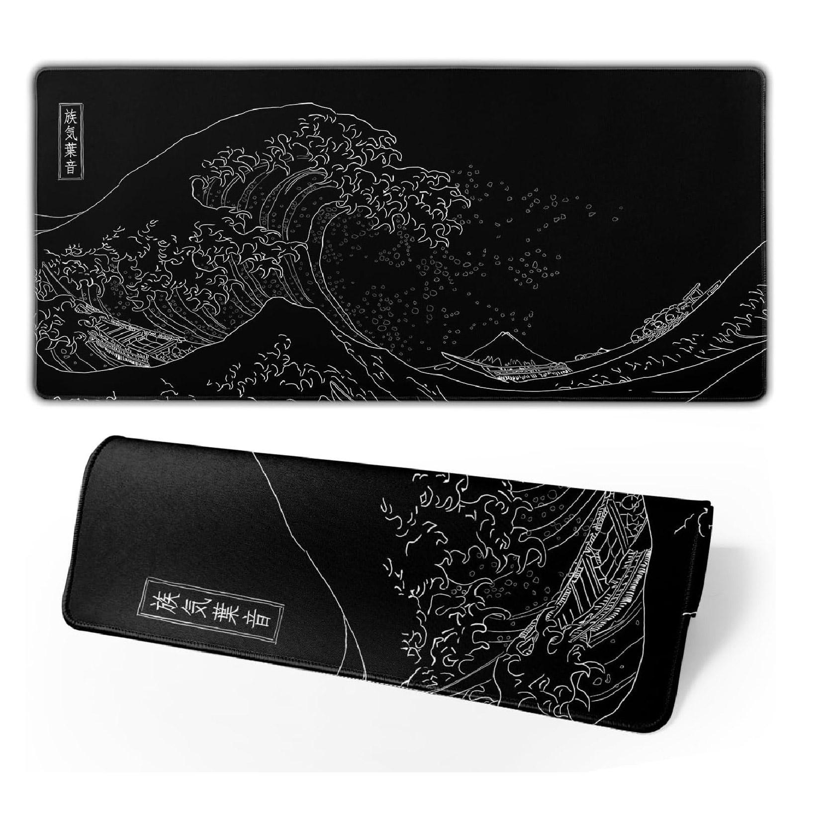 Rectangle Large Mouse Pad, 1 Count Wave Pattern Design Waterproof Mouse Mat with Non-slip Rubber Base, Smooth Desktop Mouse Pad for Home & Office, Gaming Desk Accessory