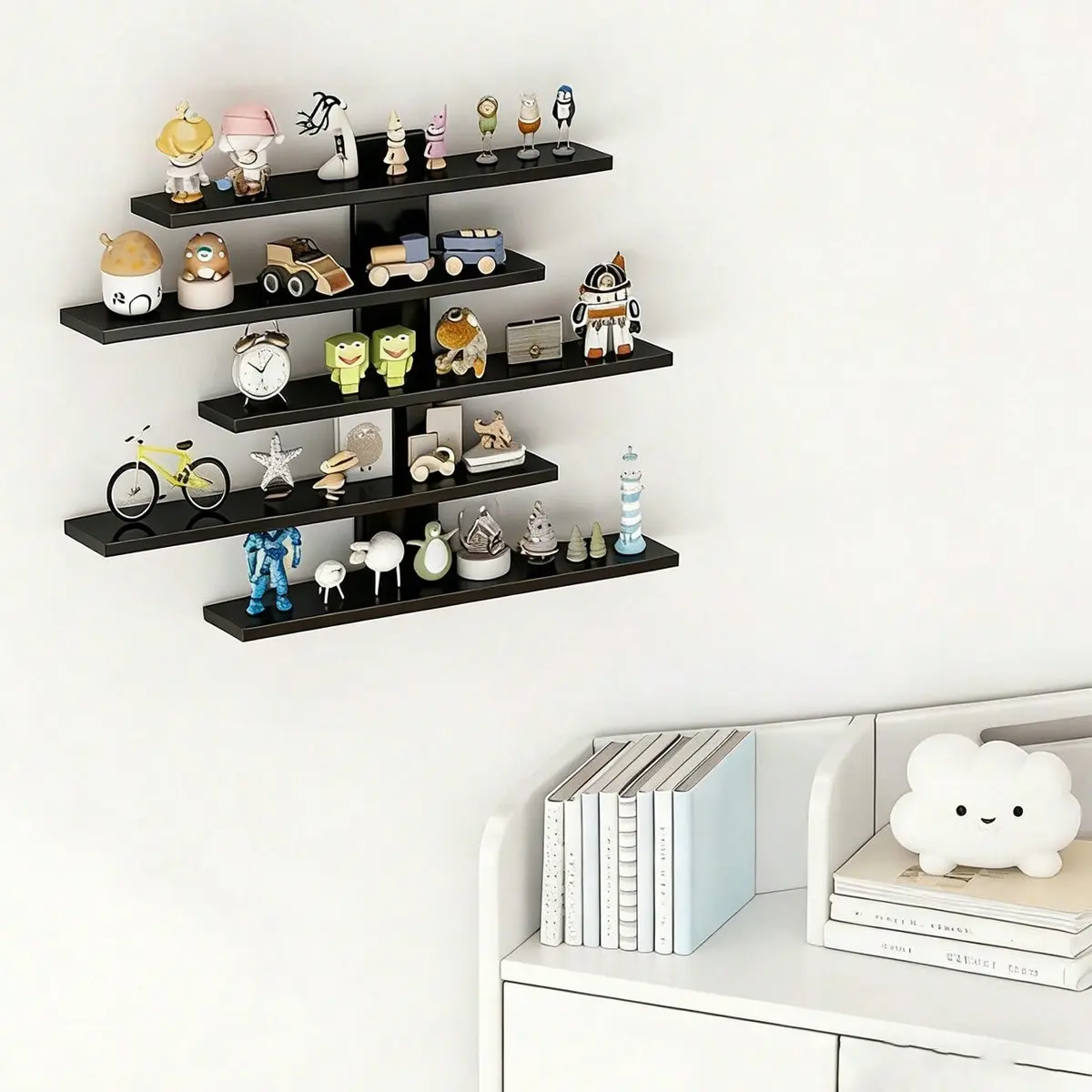 Adjustable Wall-Mounted Display Rack, Modern Home Decor Storage Shelf, Ideal for Ornaments, Dolls, Statues, Toys, Collectibles