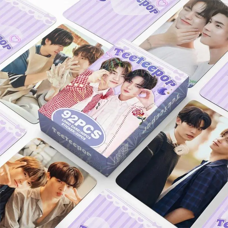 92PCS TeeTeePor Photocards with Mini Stickers Set Thai Actor Idol Lomo Cards for BL Drama Fans Collection