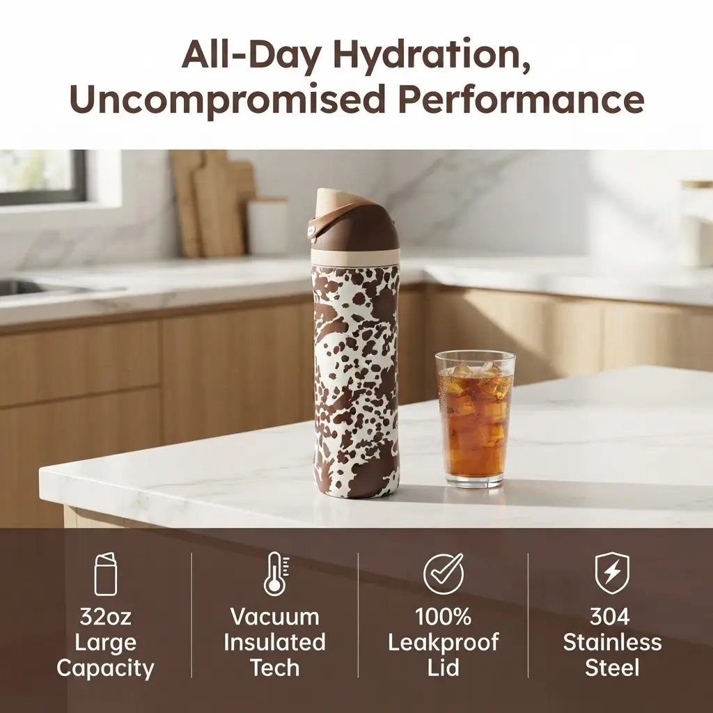 2026 New Limited Edition Cowgirl 32oz Vacuum Insulated Water Bottle, BPA‑Free Leakproof Portable Reusable Tumbler, Stylish Everyday Gift for Her