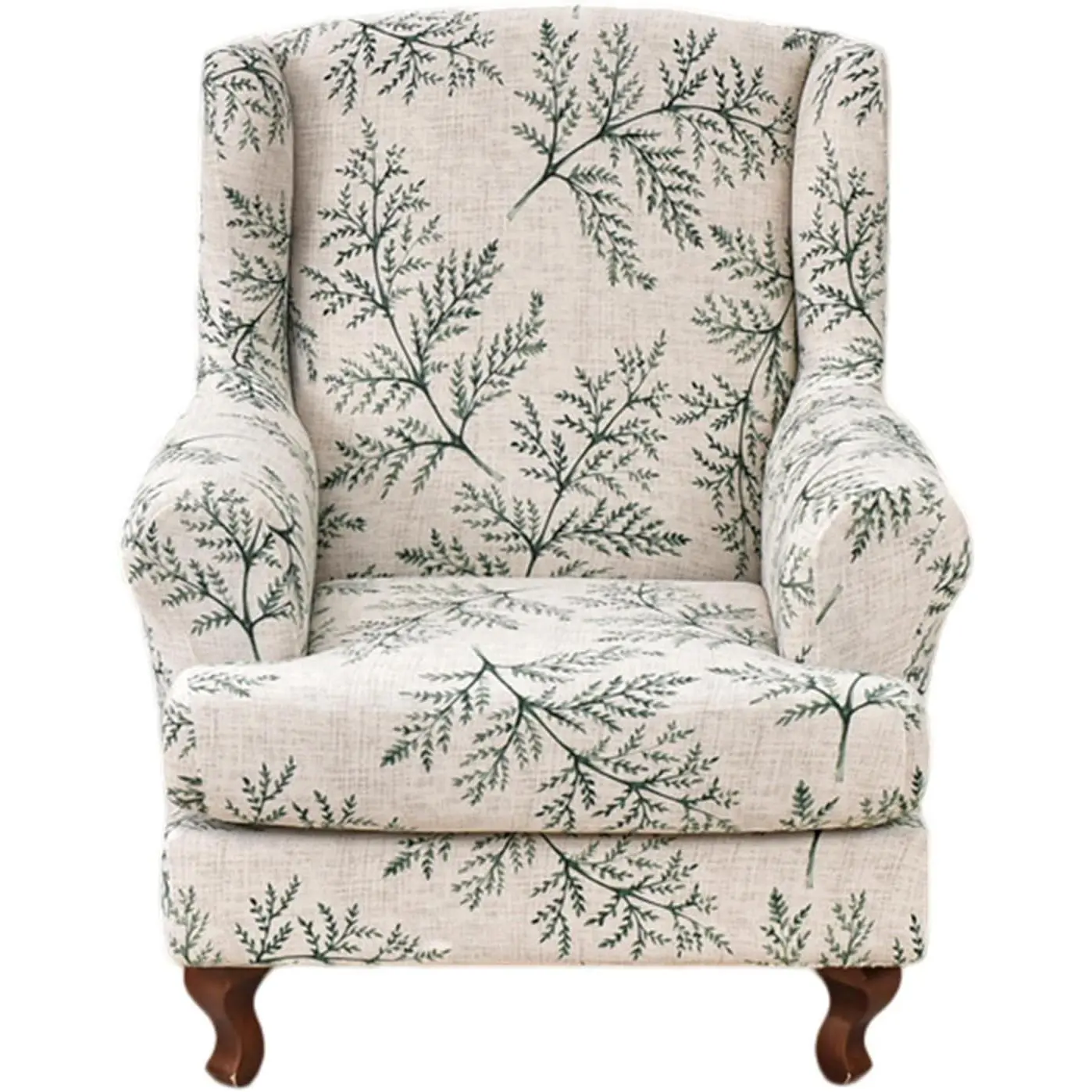 Stretch Wing Chair Slipcovers Printed 2 Piece Wingback Chair Covers Soft Spandex Wingback Armchair Slipcover Furniture Protector Chair Covers for Living Room Wingback Chair, T1