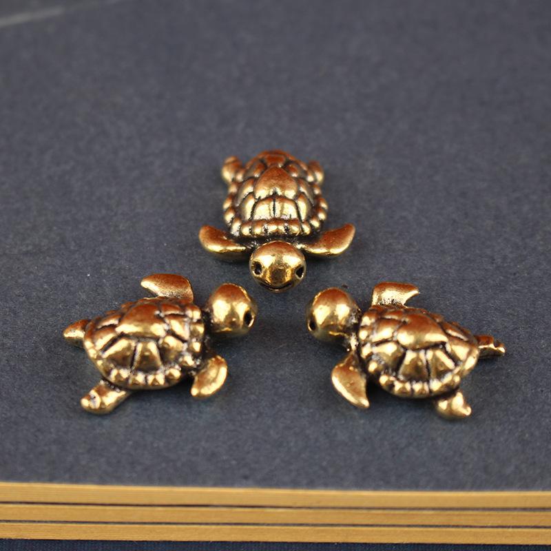 Brass Turtle Figurine Vintage Tortoise Statue Symbolizing Wealth Longevity And Luck Delicate Metal Craft For Desk Home Office And Car Decoration Practical Tea Pet With Auspicious Cultural Meaning And Exquisite Workmanship