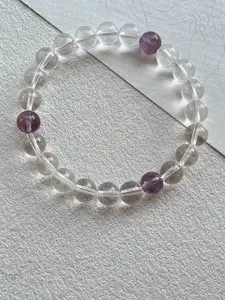 Natural High Grade Clear Quartz & Amethyst Bracelet |  Minimalist Luxury Women's Accessories | Gift for Her