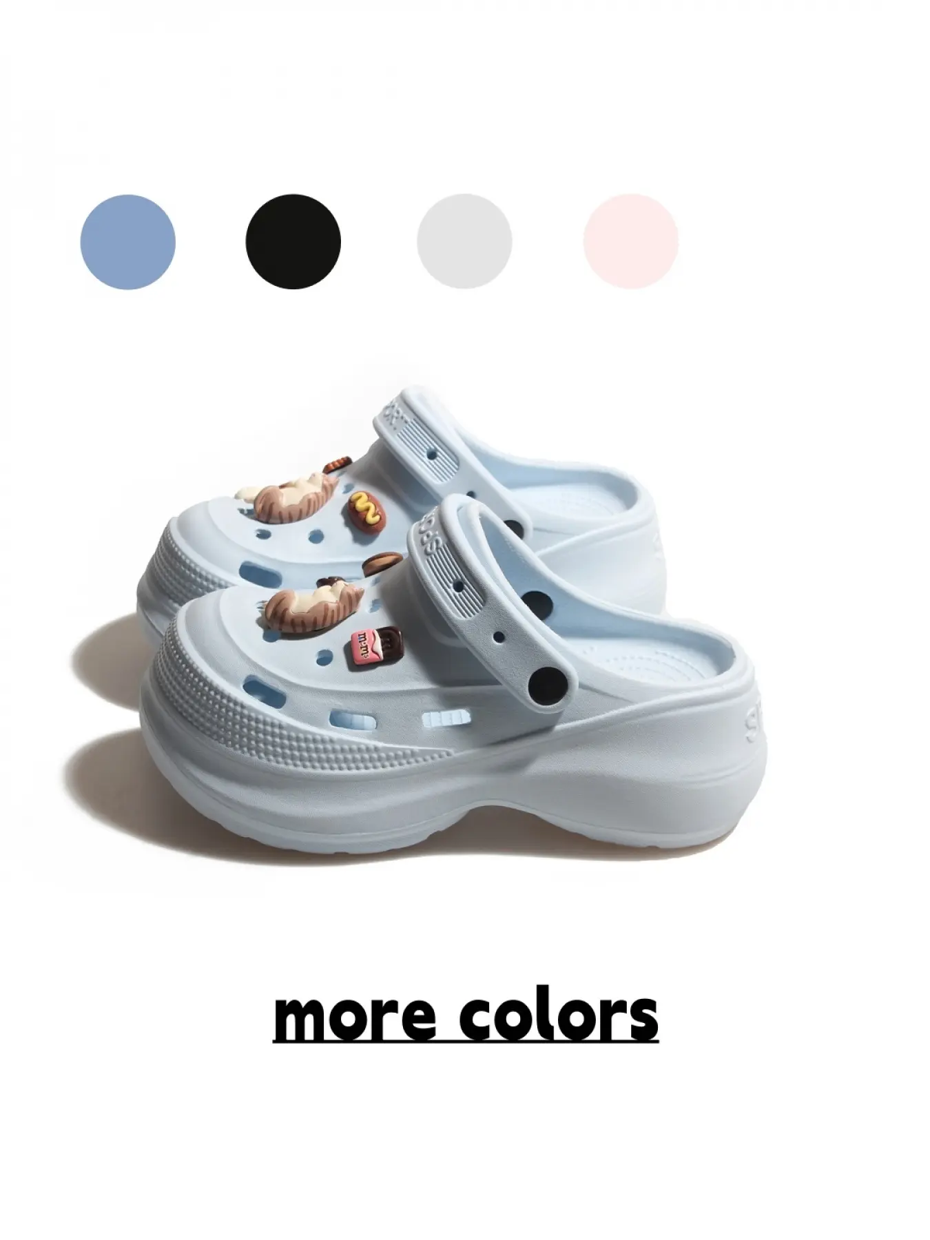 Women's Solid Black Lightweight EVA Soft Elastic Versatile Clogs with Cute Cat & Bread Charms, Anti-slip Slides for Indoor & Outdoor Multi-scenario Use Footwear