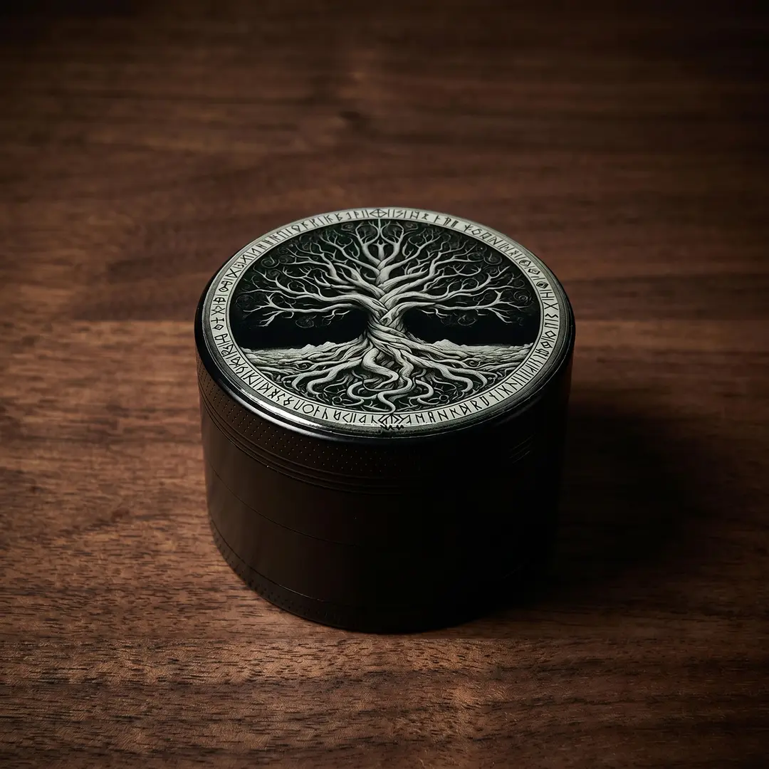 1.97 inch 50mm Black Tree of Life Pattern Spice Grinder Metal Manual Four Layer Salt Grinder Pepper Mortar Spice Zinc Alloy Seasoning Spice Grinder Kitchen Cooking Accessories Kitchen Tool Gift
